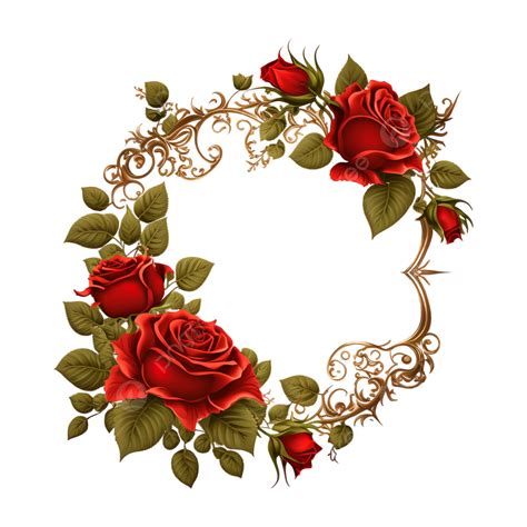 Beautifull Red Rose Flower Frame With Transparent Background
