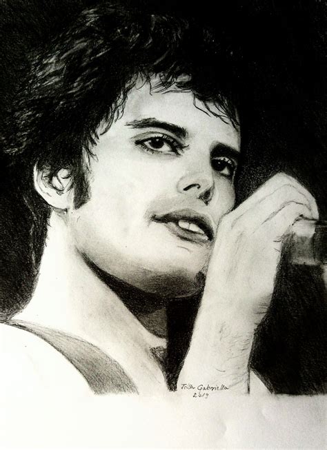 Pencil Drawing Of Freddie Mercury Queen By Gabriella Toth 2019 Good