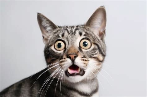 Portrait Of A Funny Very Surprised Cat Ai Generated Stock Illustration