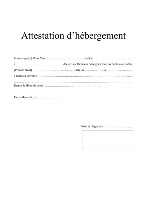 Pdf, modèle et exemple gratuit. attestation d'hébergement IEJ 2019 par Audrey Hubé ...