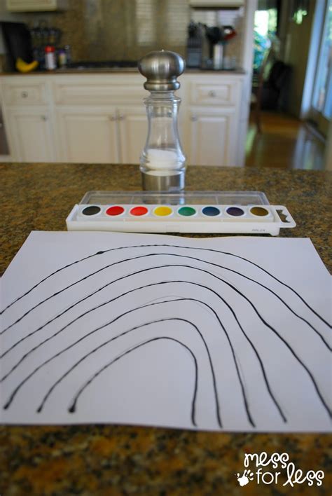Black Glue And Salt Watercolor Rainbow Salt Painting For Preschool Mess For Less