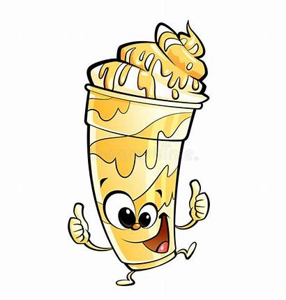 Milkshake Banana Cartoon Vanilla Clipart Character Happy