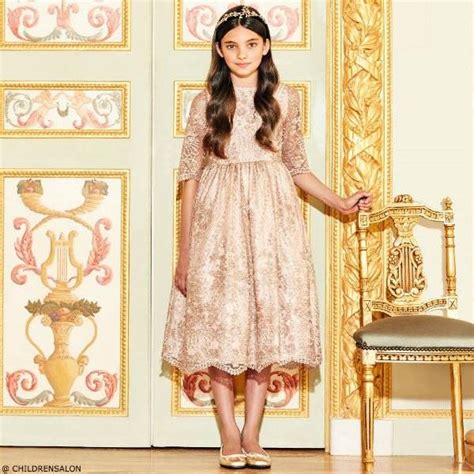Love Made Love Girls Rose Gold Lace Special Occasion Dress