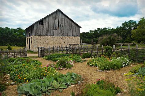 Historical Barn With Flower Garden Stock Image Image Of Garden White