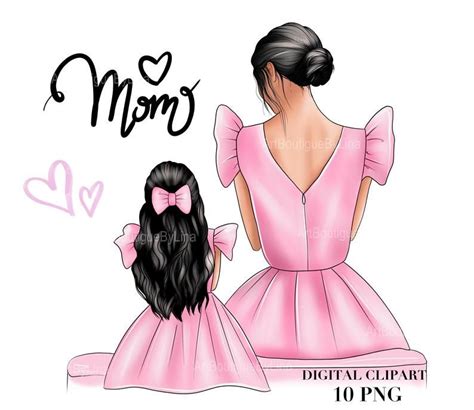 Mother Daughter Clipart Mom Girl Clipart Mom Clipart Mommy Etsy Mother Daughter Art Mommy