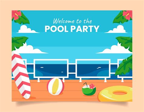 Free Vector Flat Pool Party Photocall Template