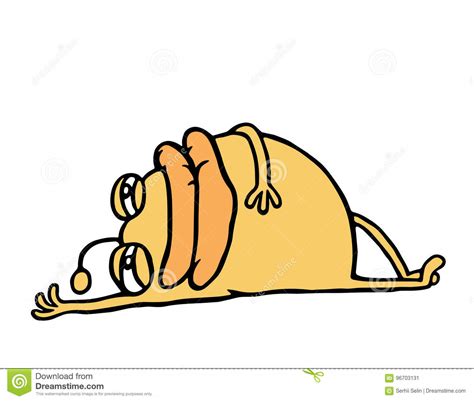 Cartoon Orange Monster Resting Lying Down Vector Illustration Stock