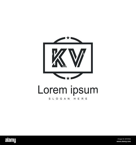 Initial Kv Logo Template With Modern Frame Minimalist Kv Letter Logo