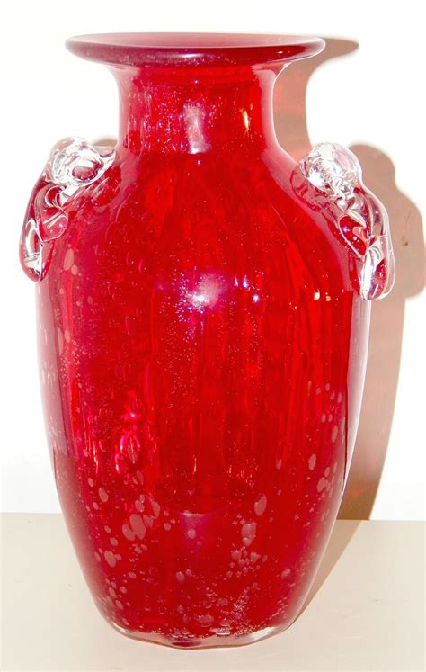 Red Glass Handle Vase Possibly Murano Collectors Weekly