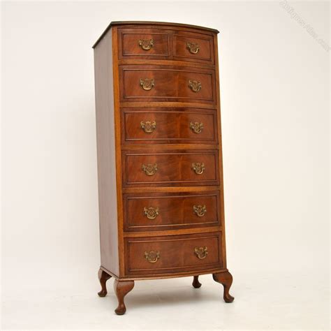 Slim Antique Mahogany Bow Front Chest Of Drawers Antiques Atlas