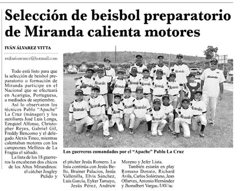 Beisbol Y Softbol Miranda Noticias Del Beisbol Y Softbol