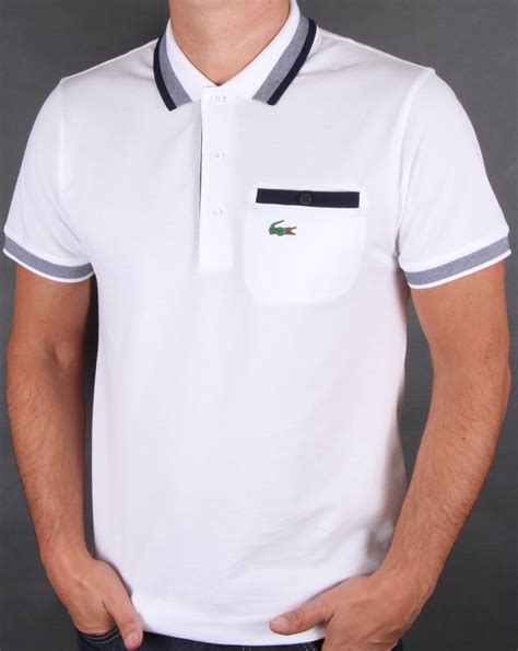 Lacoste Pocket Polo Shirt Whitenavy 80s Casual Classics