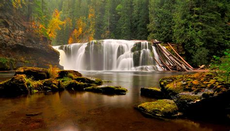 Landscape Forest River Waterfall Wallpapers Hd