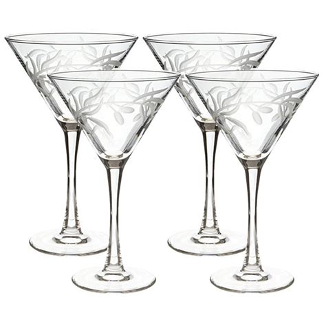 rolf glass olive branch clear 10 oz martini glass set of 4 302133 s4 the home depot