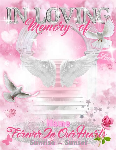 Pink Silver Heaven In Loving Memory Of Angel Wings Memorial Etsy