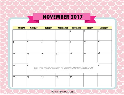 Free November 2017 Calendar Printable Pretty Prints Home Printables