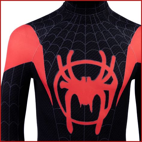 Cool Spiderman Into The Spider Verse Miles Morales Costume Jacket Mask