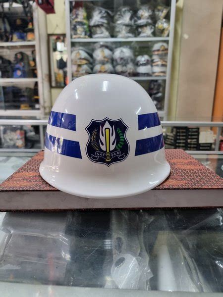 Jual Hwlm Satpam Terbaru Helm Lapangan Satpam Putih Lis Biru Helm