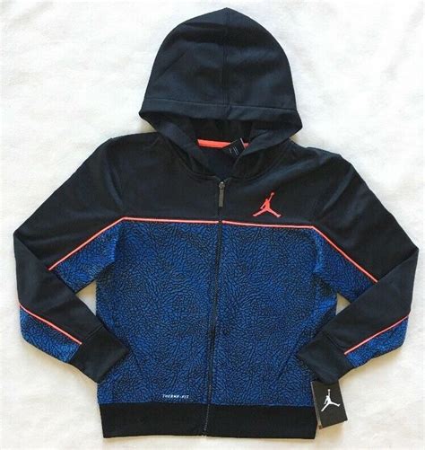 Nike Air Jordan Boys Hoodie Sweatshirt Thermafit Black 953064 Nwt 75