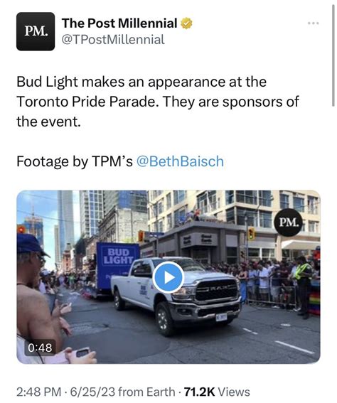 kncroom on twitter rt libsoftiktok bud light was a sponsor of a toronto pride event where