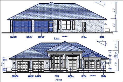 Front And Rear Elevation Details With Dimension Details Dwg Files Cadbull