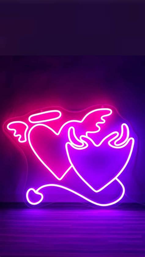 download aesthetic purple baddie neon hearts wallpaper