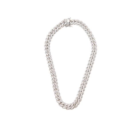 All Around Silver Diamond Link Necklace Berna Peci Jewelry