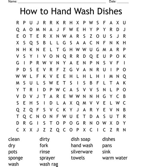 Similar To Hand Wash Dishes Word Search WordMint