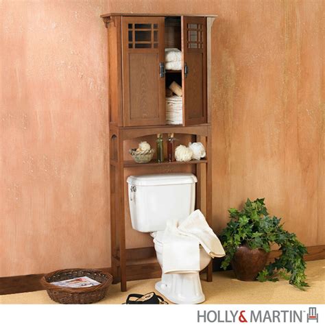 The 2 open shelves are spacious enough to organize toilet paper, makeup, and lotions to keep your bathroom clutter free. CONNOR Bath SPACESAVER Mission OAK Over Toilet Storage ...