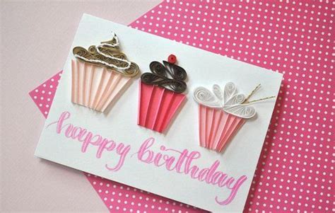 Cupcake Happy Birthday Quilled Card For Kids Birthday Party Etsy