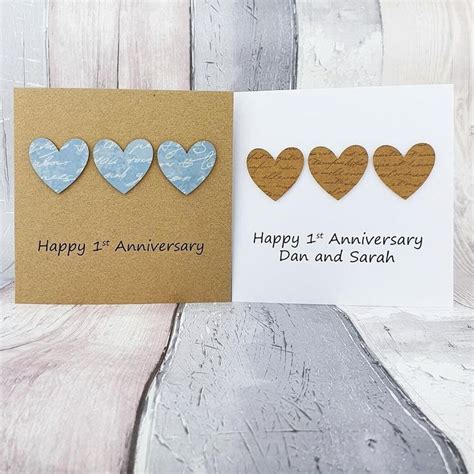 1st Anniversary Card Paper Wedding Anniversary Card Handmade Etsy Uk