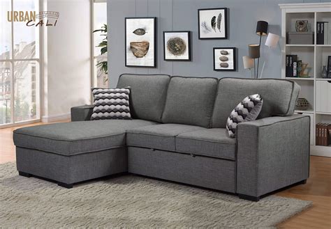 Urban Cali Bellissa Sleeper Sectional Sofa Bed With Storage In Knit