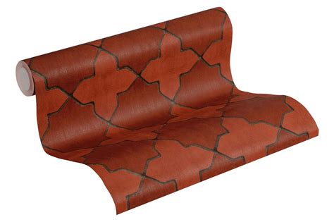 Wir haben unseren schauraum in der plüddemanngasse völlig neu gestaltet und im juni 2016 neu eröffnet! Tapete Vlies New Walls Fliesen rot grau schwarz 37421-1