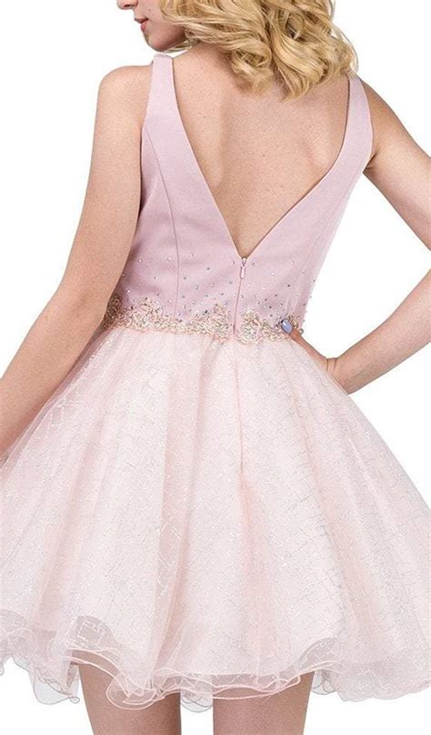 Dancing Queen 3019 Crystal Beaded Lace A Line Homecoming Dress