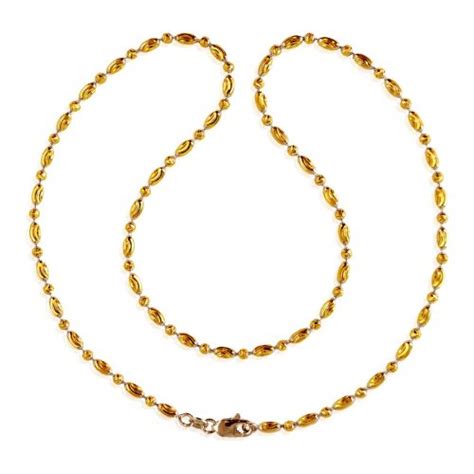 22kt Gold Rice Chain Ajch62951 22k Gold Chain For Ladies Is Beaded