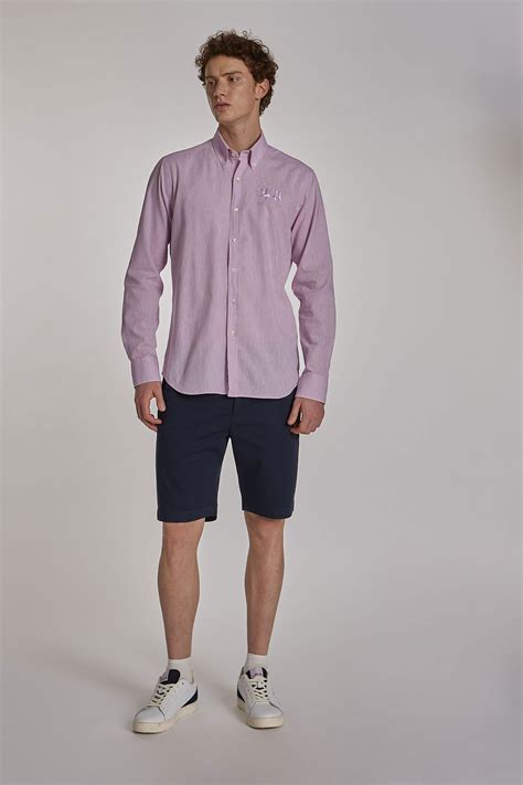 Mens Long Sleeved Slim Fit Shirt Sheer Lilac La Martina Shop Online