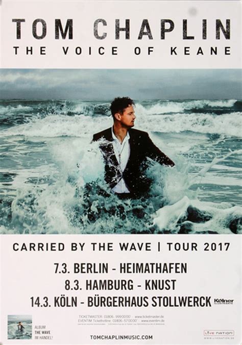 Keane Tom Chaplin Carriied By The Wave Tour 2017 Konzertplakat