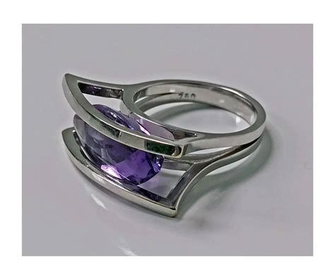 18k Amethyst Modernist Abstract Ring 20th Century From A Unique