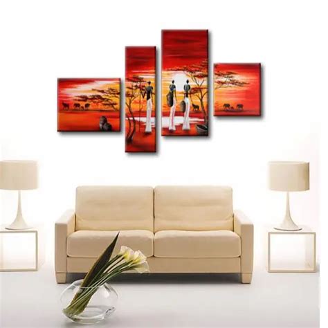 Hot Sex African Woman Oil Painting Multi Panels Canvas Wall Art For