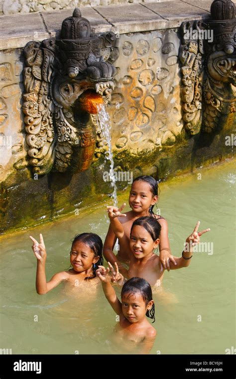 Girls Old Bath With Hot Springs In Ambengan Bali Republic Of Stock Photo Alamy