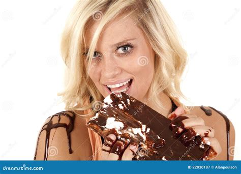 Woman Dripping In Chocolate Stock Image Image Of Adult Expression 22030187