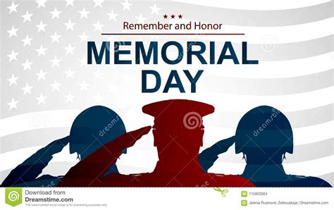 Soldiers Silhouette Saluting The Usa Flag For Memorial Day Poster Or