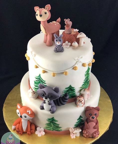 Woodland Animal Baby Shower Cake Woodlandanimals