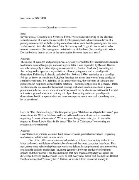 interview essay examples      template written paper format