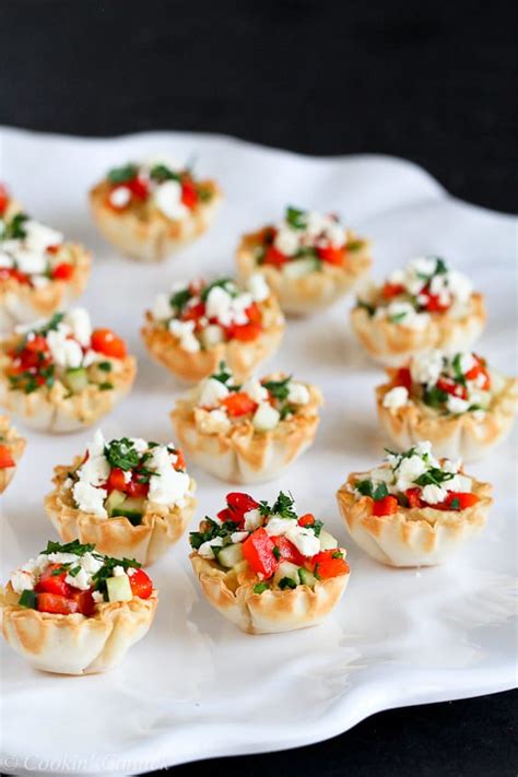 Add a babybel cheese and fruit. Mini Hummus & Roasted Pepper Phyllo Bites Recipe | Cookin' Canuck
