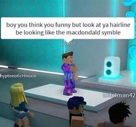 Check spelling or type a new query. boy you think you funny but look at ya hairline be looking like the macdondald symble | Roblox ...