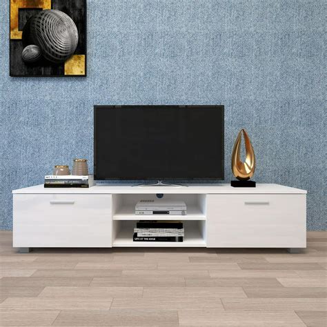 White Tv Stand For 65 70 Inch Flat Tv Media Console Entertainment