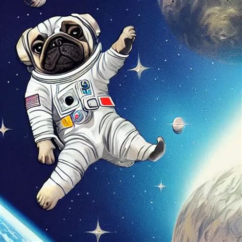 Krea Hyper Realistic Highly Detailed Astronaut Pug In Space