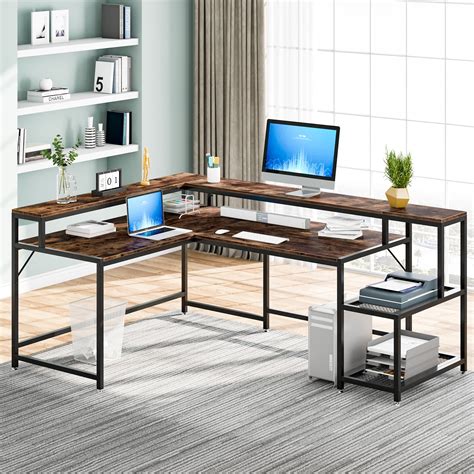 Tribesigns Reversible L Shaped Computer Desk With Monitor Stand 69