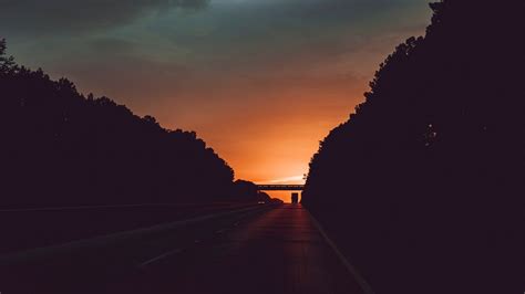 Wallpaper Road Sunset Movement Clouds Twilight Hd Picture Image
